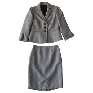 Kasper Gray Skirt Set of Blazer Jacket and Skirt Officewear Size Small
